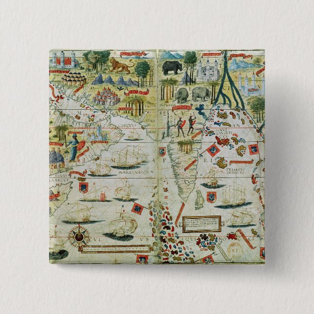 Arabien och Indien, från "mjölnarekartboken", Knapp (Framsida)