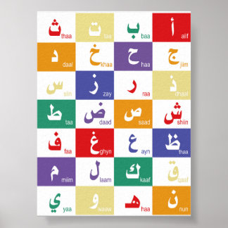 Arabisk alfabet Bokstäver för barn Poster