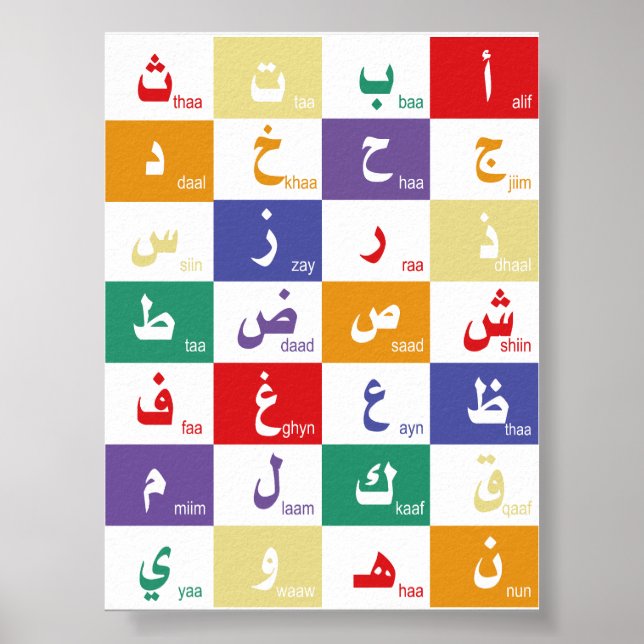 Arabisk alfabet Bokstäver för barn Poster (Framsidan)