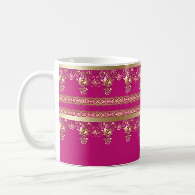 Arabisk antika dekorativ östlig ornament barock kaffemugg (Vänster)