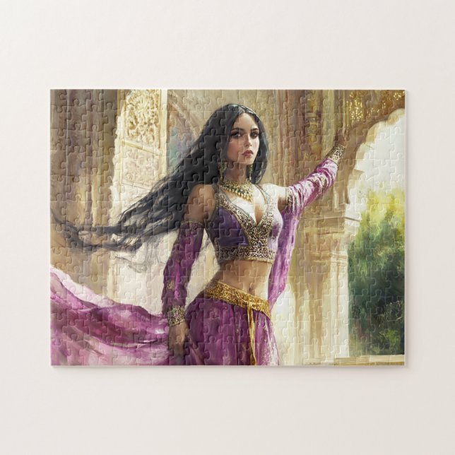 Arabisk fantasydrottning konst förtrollad palats pussel (Horisontell)