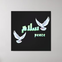 Arabisk fred "Salaam" typografi med vita duvor