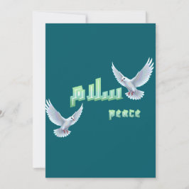 Arabisk fred "Salaam" typografi med vita duvor Inbjudningar