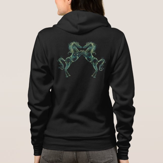 Arabisk hästkvinna Hoodie för vinande T-shirt (Baksida)