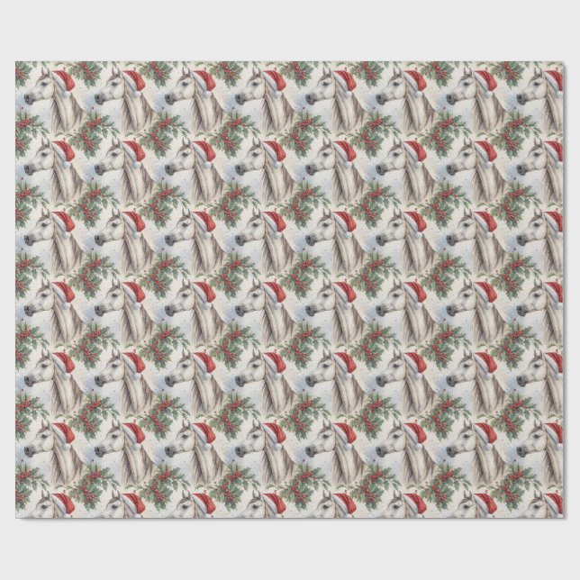 Arabisk julhästar Holly Watercolor  Presentpapper (Platt)