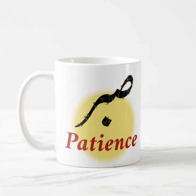 Arabisk kalligrafi Sabr Tålamod - Zen Lotusblomma Kaffemugg (Vänster)