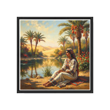 Arabisk kvinna vid oasen