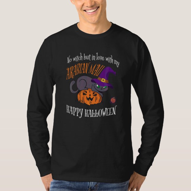 Arabisk Mau-katt inte häxa Halloween T Shirt (Framsida)
