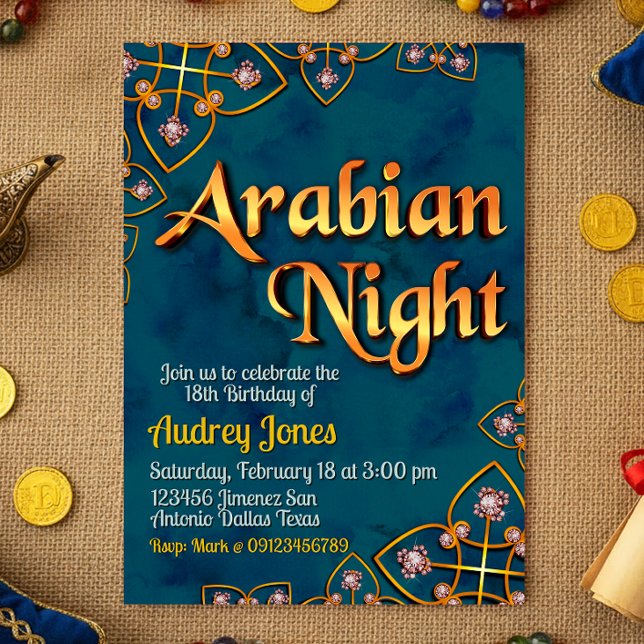 Arabisk Natt - Turkos Inbjudningar (Arabian Night - Violet Invitation)