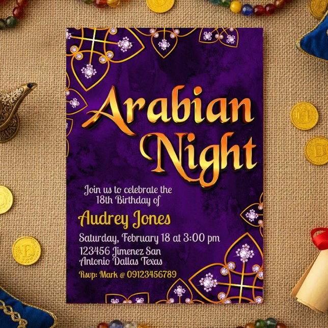 Arabisk natt - Violett Inbjudningar (Arabian Night - Violet Invitation)