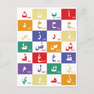 Arabiska alfabet Brev för barn Poster Vykort