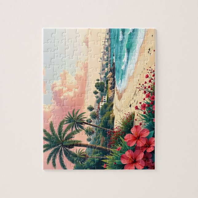 Arabiska Bleken Kusten med stora blommor Pussel (Vertikal)