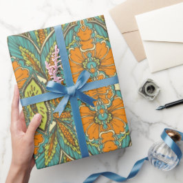Arabiska Boho Elegant Blommigt Moroccan Peacock Presentpapper