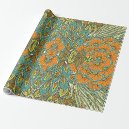 Arabiska Boho Elegant Blommigt Moroccan Peacock Presentpapper