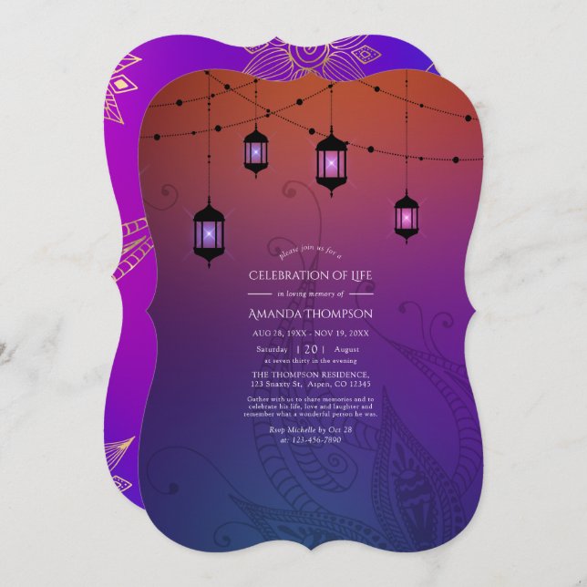 Arabiska Bollywood Firande of Life-inbjudan Inbjudningar (Fram/baksida)