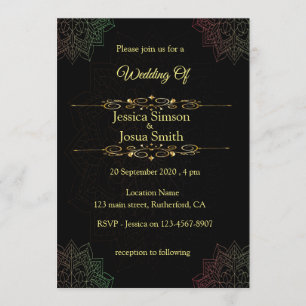 Arabiska Brev med Mandala Bröllop Inbjudningar