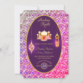Arabiska Bröllop par Förlovning Rehearsal Middag Inbjudningar