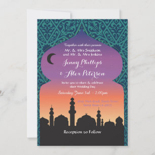 Arabiska Bröllopsfesten Nights Moroccan Teal Inbju Inbjudningar