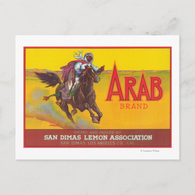 Arabiska citron LabelSan Dimas, CA Vykort (Framsida)