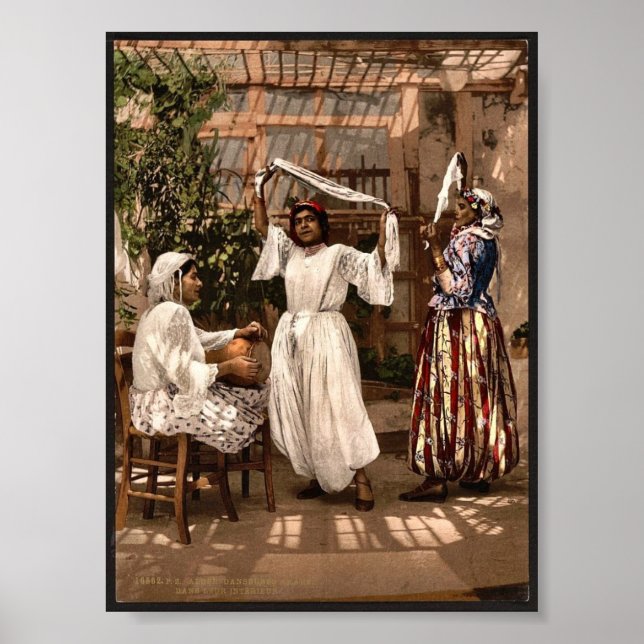 Arabiska dansflickor, Alger, Algeriets vintage Fot Poster (Framsidan)