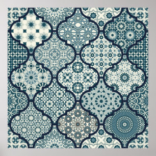 Arabiska dekorativa azulejos-plattor mot islamisk poster