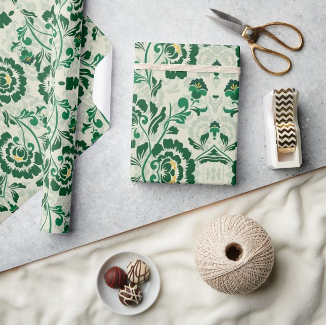 Arabiska Elegantens Blommigt Geometric Grönt Moroc Presentpapper (Hantverk)