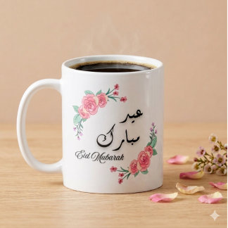 Arabiska & engelska Modern blomster Eid Mubarak-mu Kaffemugg