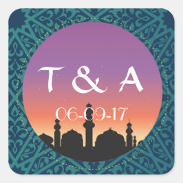 Arabiska fästare Bright Morroccan Square Favare Fyrkantigt Klistermärke