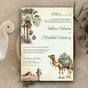 Arabiska Handflatan Desert Camel QR Kod Muslim Brö Inbjudningar