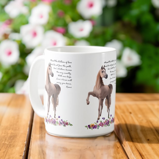 Arabiska häst och rumicitat mugg (Arab horse and Rumi quote mug Arabian horse gifts horse lovers gifts)