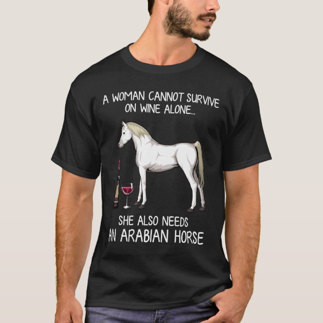 Arabiska häst och Vin-häst Passande T Shirt (Framsida)