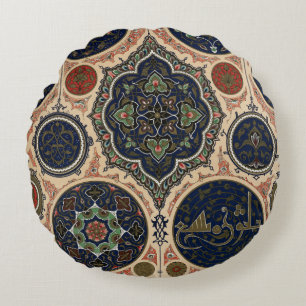 Arabiska intricate Retro Mönster Rund Kudde