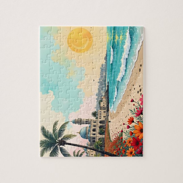 Arabiska kusten med sol och blommor pussel (Vertikal)