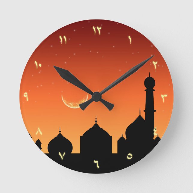 Arabiska kvällar Himlar - Round Clock Rund Klocka (Framsida)