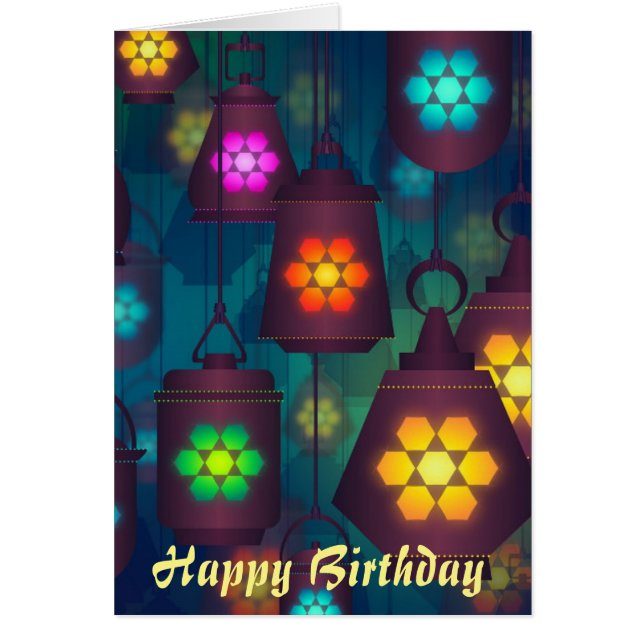Arabiska Lanternor Moroccan-födelsedag Hälsningskort (Framsidan)