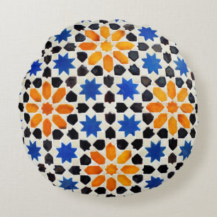 Arabiska mosaik av plattor i marockanska stil, dek rund kudde