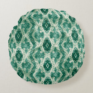 Arabiska Motif Wall Art - Grönt Ornamental Mönster Rund Kudde