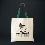 Arabiska Namn Palestina med palestinska flagga Tygkasse<br><div class="desc">Palestinska flagga Free Palestine anpassat | Arabiska Namn Palestina med palestinska flagga | ع ل م ف ط bud Ni kan visa er kärlek och ert stöd för Palestina med denna nya trender för kalligrafi. Denna typografi präglas av palestinsk arabisk Namn-kalligrafi med palestinsk flagga på söt fjäril.</div>