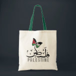 Arabiska Namn Palestina med palestinska flagga Tygkasse<br><div class="desc">Palestinska flagga Free Palestine anpassat | Arabiska Namn Palestina med palestinska flagga | ع ل م ف ط bud Ni kan visa er kärlek och ert stöd för Palestina med denna nya trender för kalligrafi. Denna typografi präglas av palestinsk arabisk Namn-kalligrafi med palestinsk flagga på söt fjäril.</div>
