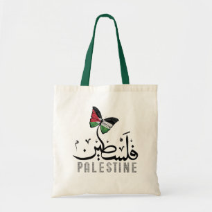 Arabiska Namn Palestina med palestinska flagga Tygkasse