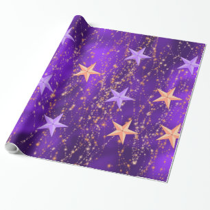 Arabiska Nattar Lila & Guld Stars Presentpapper