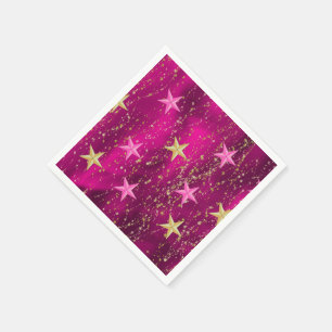 Arabiska Nattar Magenta & Guld Stars Pappersservett