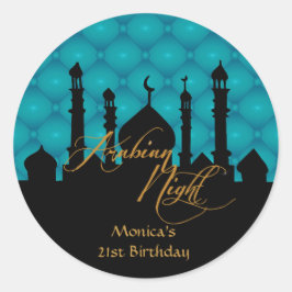 Arabiska Natten, Födelsedagsfest Stickers Runt Klistermärke