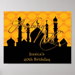 Arabiska Natten, Guld Födelsedagsfest Poster
