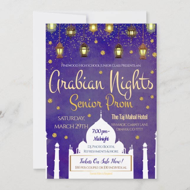 Arabiska natttema Senior Prom-inbjudan Inbjudningar (Framsida)