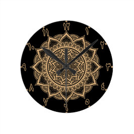 Arabiska Numbers Mandala Rund Klocka