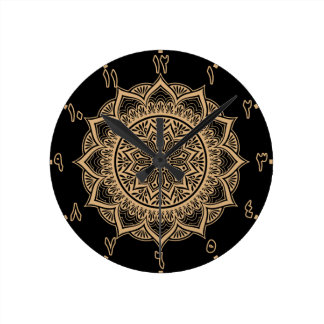 Arabiska Numbers Mandala Rund Klocka