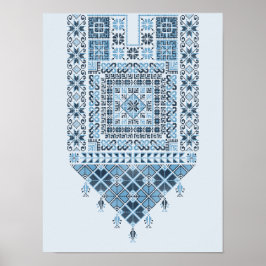 Arabiska nutidens blåaktiga Tatreez i mitten Östra Poster