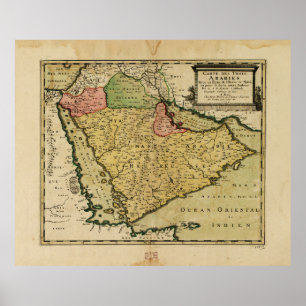 Arabiska Peninsulan Karta (1654) Poster