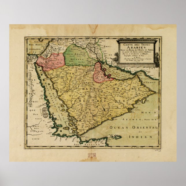 Arabiska Peninsulan Karta (1654) Poster (Framsidan)